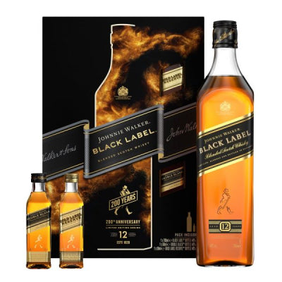 Johnnie Walker Black Label 12 Year Whisky 70cl Gift Set with Miniatures