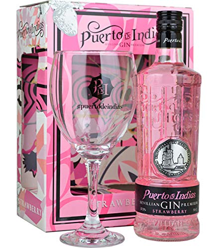 Puerto De Indias Strawberry Gin 70cl Gift Pack